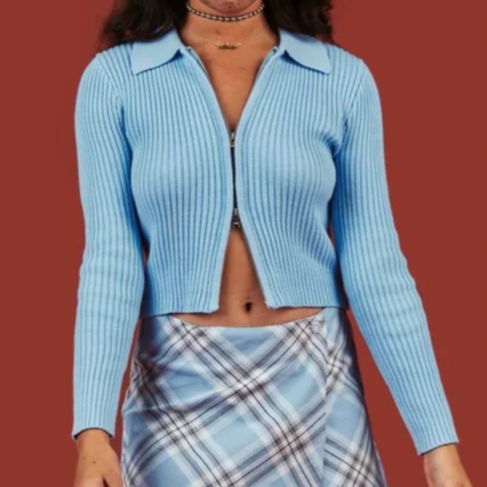 UNIF Brandy Ribbed Zip-Up Sweater